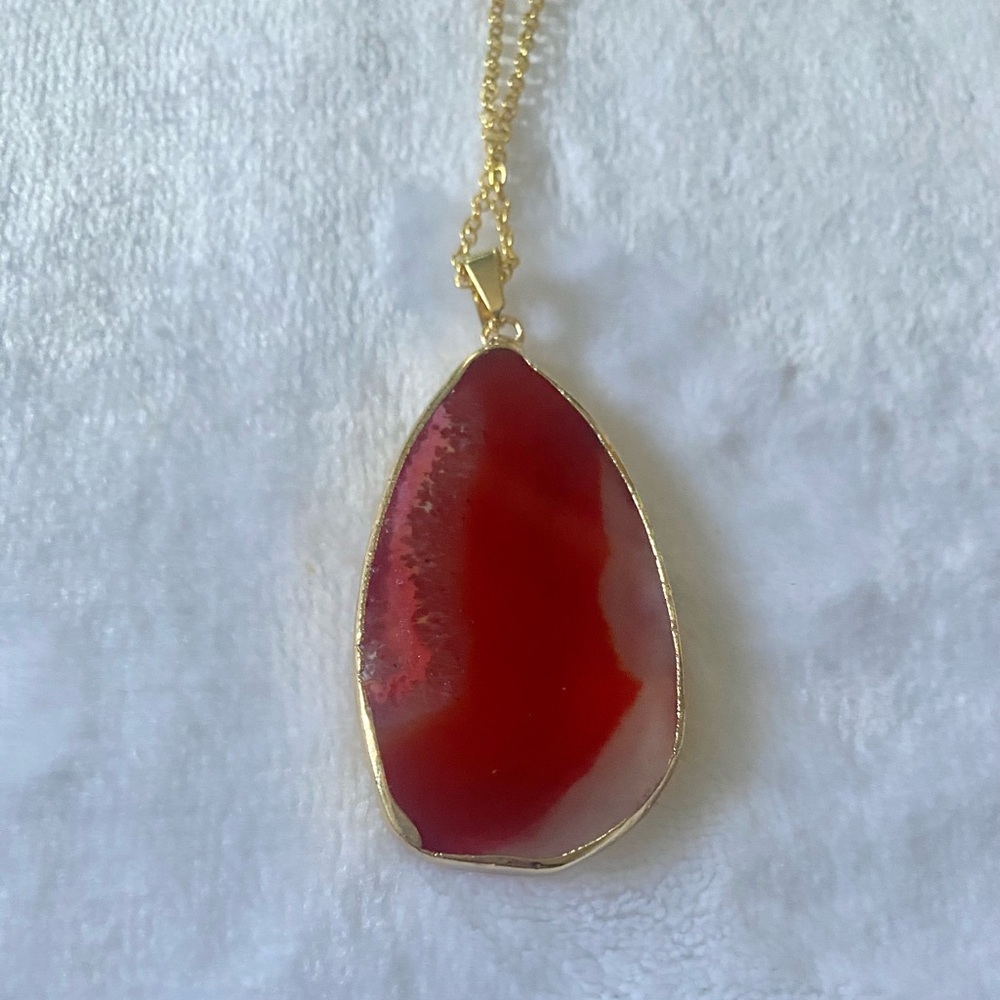 Irregular Natural Stone Slice Pendant Necklace